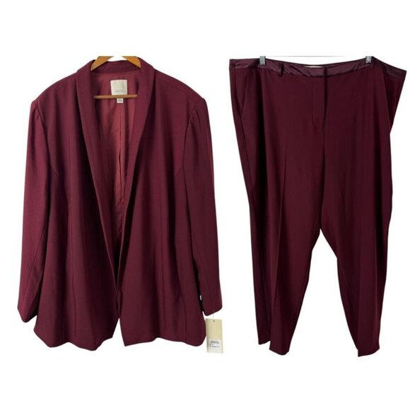 Sejour Pants - Sejour NEW Burgundy Red Pantsuit Set 2 Piece Plus Size 22W Career Professional